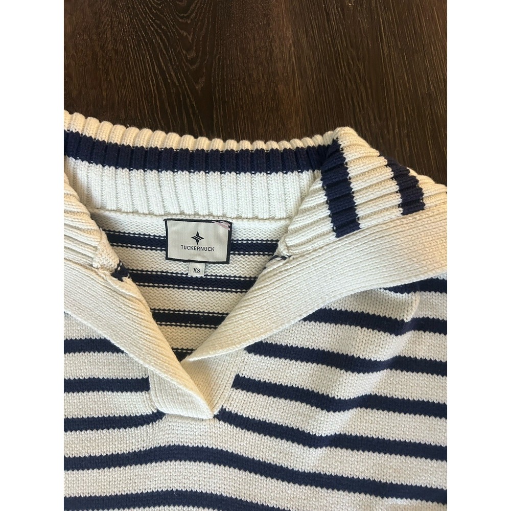 TUCKERNUCK Ivory Navy Stripe Claire Sweater Sz XS NEW Preppy Nautical July 4th - Picture 7 of 7
